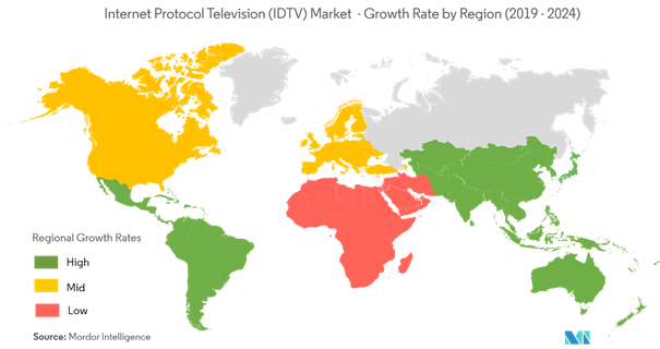 IPTV Growth Rate by Region 2019-2024